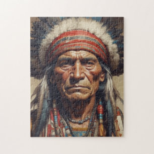 Geronimo Indian Chief Warrior Porträtt Pussel