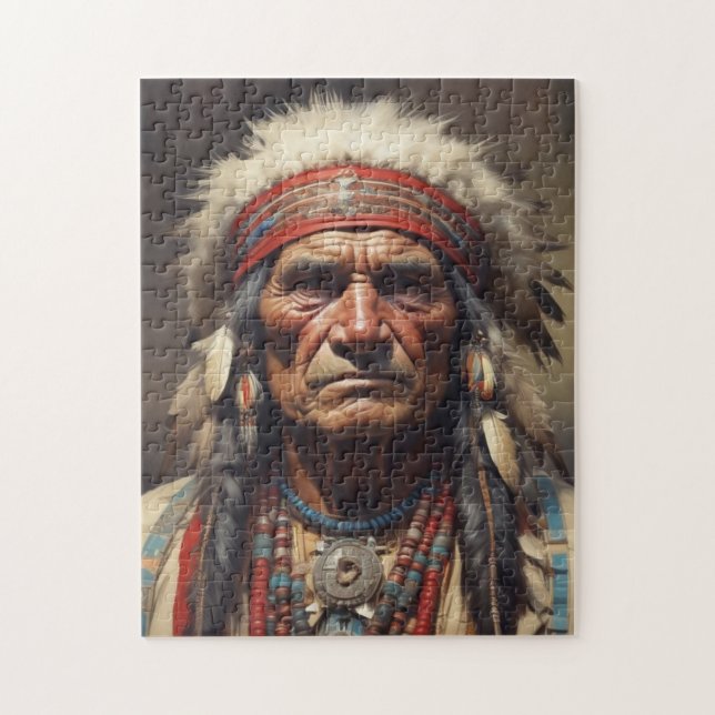 Geronimo Indian Chief Warrior Porträtt Pussel (Vertikal)