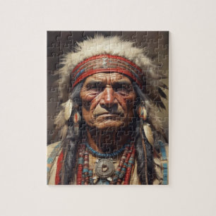 Geronimo Indian Chief Warrior Porträtt Pussel