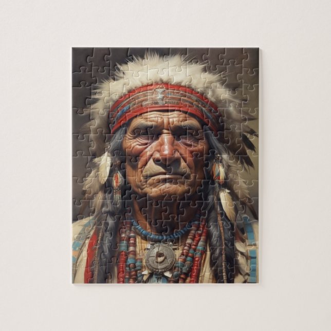 Geronimo Indian Chief Warrior Porträtt Pussel (Vertikal)