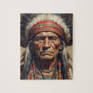 Geronimo Indian Chief Warrior Porträtt Pussel
