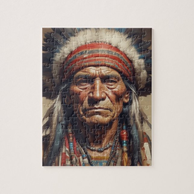 Geronimo Indian Chief Warrior Porträtt Pussel (Vertikal)