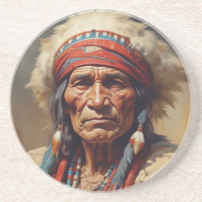 Geronimo Indian Chief Warrior Porträtt Underlägg (Framsidan)