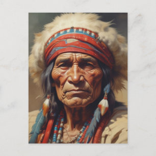 Geronimo Indian Chief Warrior Porträtt Vykort