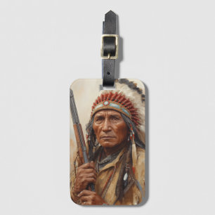 Geronimo Indiansk Höuptling Krigare Porträtt Bagagebricka