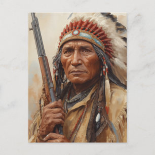 Geronimo Indiansk Höuptling Krigare Porträtt Helg Vykort