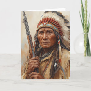 Geronimo Indiansk Höuptling Krigare Porträtt Kort