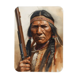 Geronimo Indiansk Höuptling Krigare Porträtt Magnet