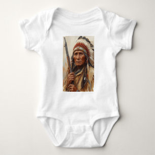 Geronimo Indiansk Höuptman Krigare Porträtt T Shirt
