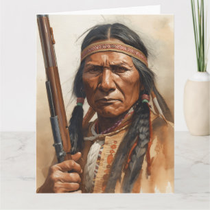 Geronimo indiansk höuptman krigarkonst kort