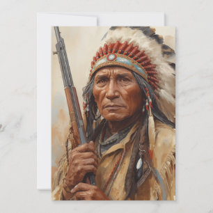 Geronimo indiansk hövding krigare porträtt julkort