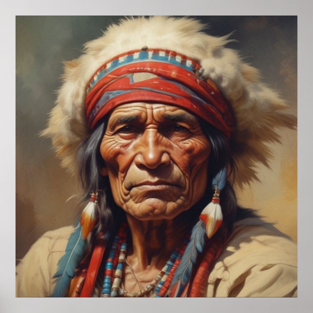 Geronimo indiansk hövding krigare porträtt poster (Framsidan)