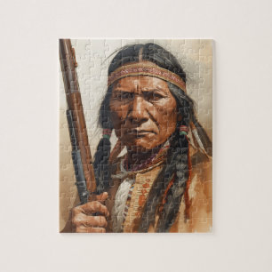 Geronimo indiansk hövding krigare porträtt pussel