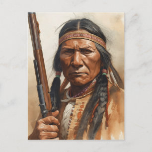 Geronimo Indiansk Hövdingen Krigarens Porträtt Vykort