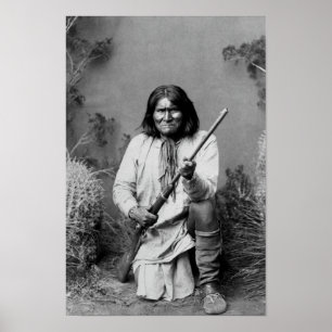 Geronimo Kneeling With Rifle - 1886 Poster