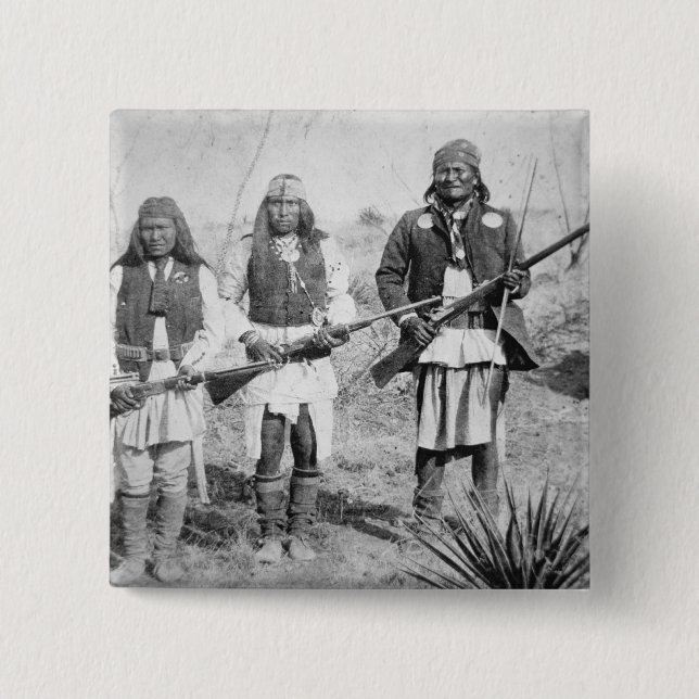 Geronimo och tre av hans Apache krigare, 1886 (b Knapp (Framsida)