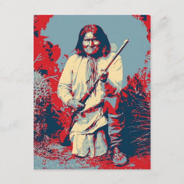 Geronimo Pop Art - Apache Indian Warrior Chief Vykort (Framsida)