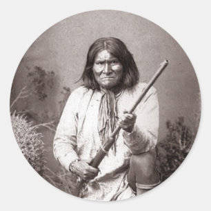Geronimo Vintage Indian Warrior Runt Klistermärke