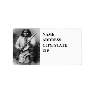 "Geronimo with Gun at the Redo" Adressetikett