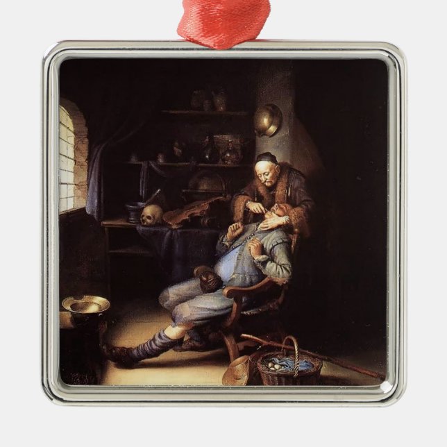 Gerrit Dou extraktionen av tanden Julgransprydnad Metall (Framsidan)