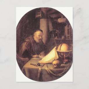 Gerrit Dou- Man avbröt sitt skrivande Vykort