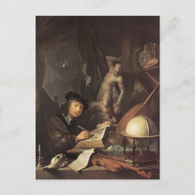 Gerrit Dou - Painter i sin workshop Vykort (Framsida)