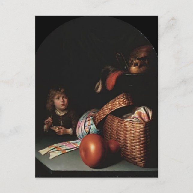 Gerrit Dou-still Life, Boy Blowing Soap-bubblor Vykort (Framsida)