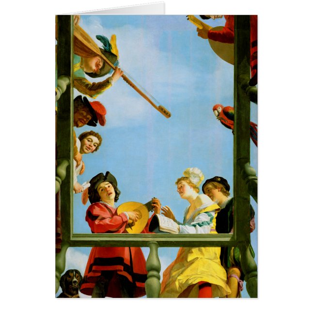 Gerrit Van Honthorst Musical Group Balcony Art Hälsningskort (Framsidan)