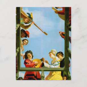 Gerrit Van Honthorst Musikalisk Grupp Balkong Kons Vykort