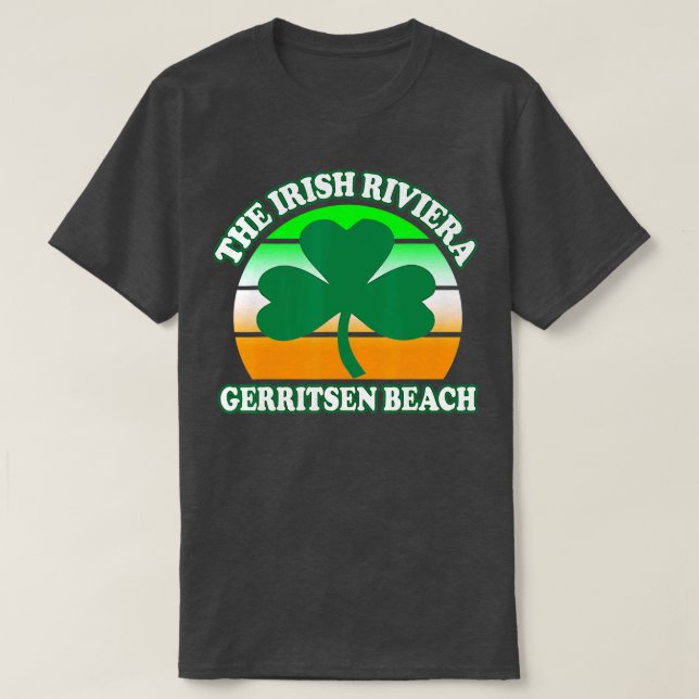Gerritsen Beach Irish Riviera Funny Shamrock Retro T Shirt (Design framsida)