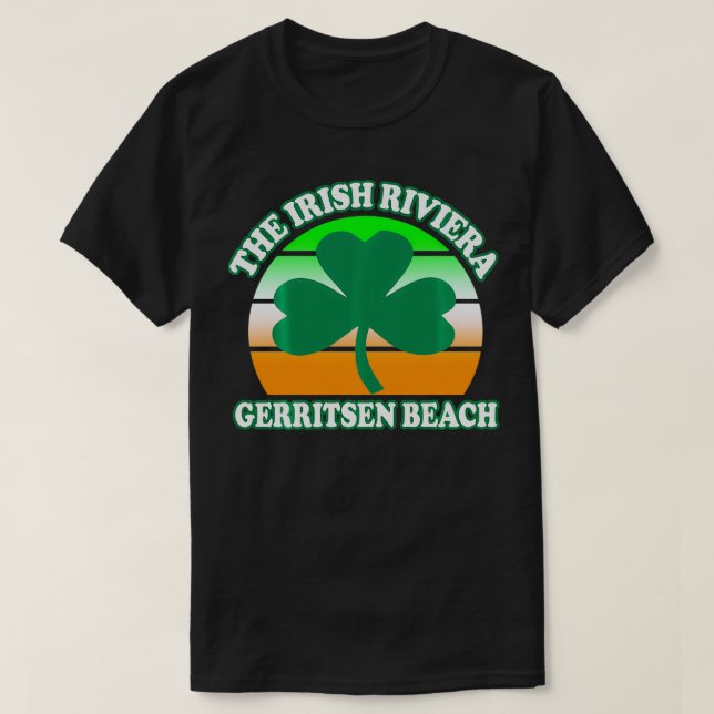 Gerritsen Beach Irish Riviera Funny Shamrock Retro T Shirt (Design framsida)