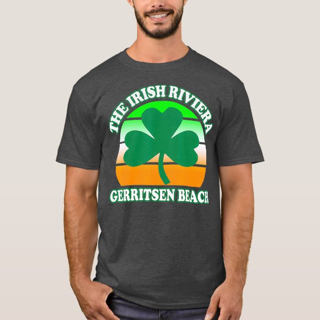 Gerritsen Beach Irish Riviera Funny Shamrock T Shirt (Framsida)
