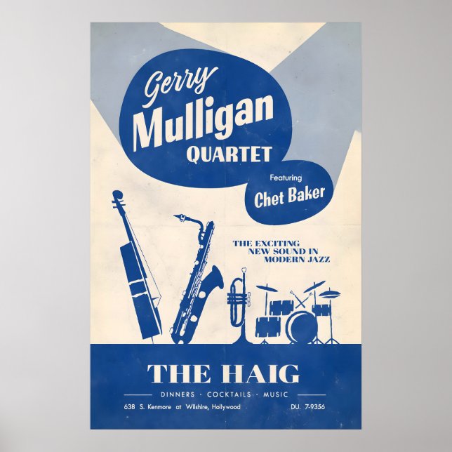 Gerry Mulligan - Chet Baker jazz affisch - Live på (Framsidan)