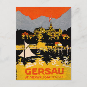 Gersau, Lucernsjön, segelbåt, Schweiz Vykort
