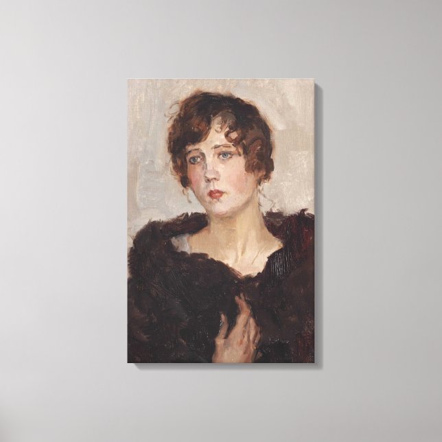 Gertie in a Päls Jackar (av Isaac Israels) Canvastryck (Framsida)