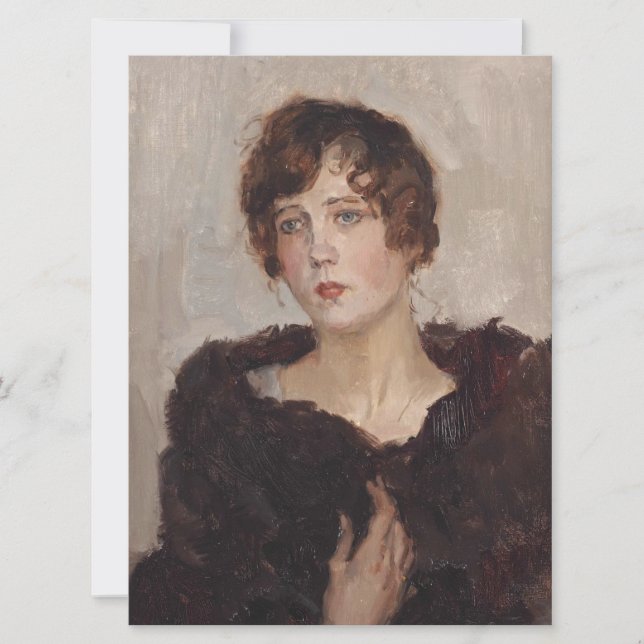 Gertie in a Päls Jackar (av Isaac Israels) Kort (Framsida)