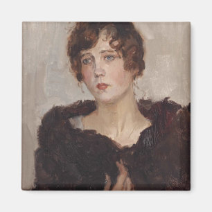 Gertie in a Päls Jackar (av Isaac Israels) Magnet