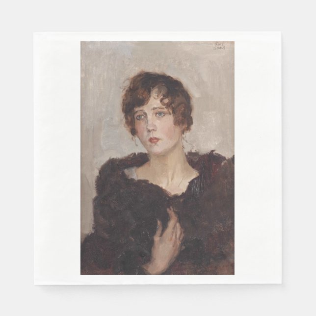 Gertie in a Päls Jackar (av Isaac Israels) Pappersservett (Framsidan)