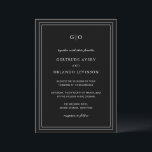 Gertrude Black Classic Elegant bröllop Inbjudningar<br><div class="desc">Klassisk inbjudan till svart bröllop med en enkel och minimal design med ditt monogram överst och din händelseinformation omgiven av en dubbla gräns. Typsnitt alternerar mellan och elegant-skript,  en traditionell serif och minimalist sans serif typsnitt. Denna inbjudan är underbar för ett formellt bröllop.</div>