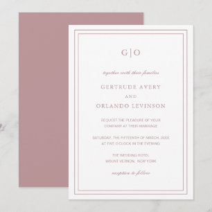 Gertrude Dusty Ro Classic Elegant bröllop Inbjudningar
