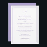 Gertrude Lavender Classic Elegant bröllop Inbjudningar<br><div class="desc">Klassisk bröllopsinbjudan till lavender-bröllopet i stil med en enkel och minimal design med ditt monogram överst och din händelseinformation omgiven av en dubbla gräns. Typsnitt alternerar mellan och elegant-skript,  en traditionell serif och minimalist sans serif typsnitt. Denna inbjudan är underbar för ett formellt bröllop.</div>