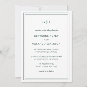 Gertude Emerald Grönt Classic Elegant bröllop Inbjudningar
