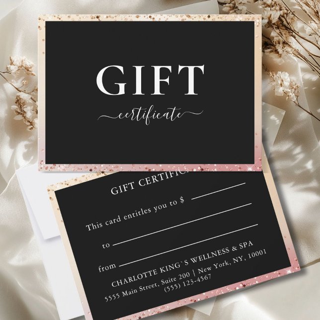 GESCHÄFTSKONTROLLBESCHEINIGUNG | MODERN|GLITTER (BUSINESS GIFT CERTIFICATE | MODERN |GLITTER PINK GOLD)