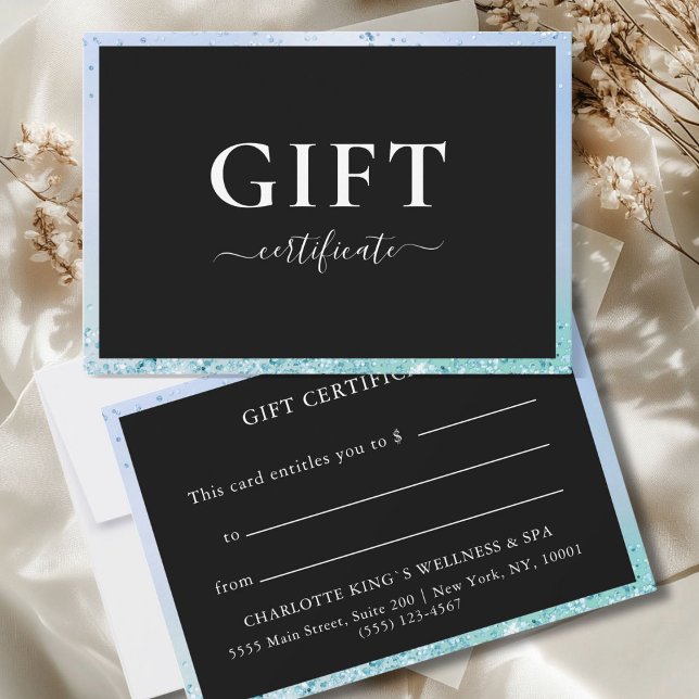 GESCHÄFTSKONTROLLBESCHEINIGUNG | MODERN | GLITTER (BUSINESS GIFT CERTIFICATE | MODERN |GLITTER BLUE GREEN SILVER)