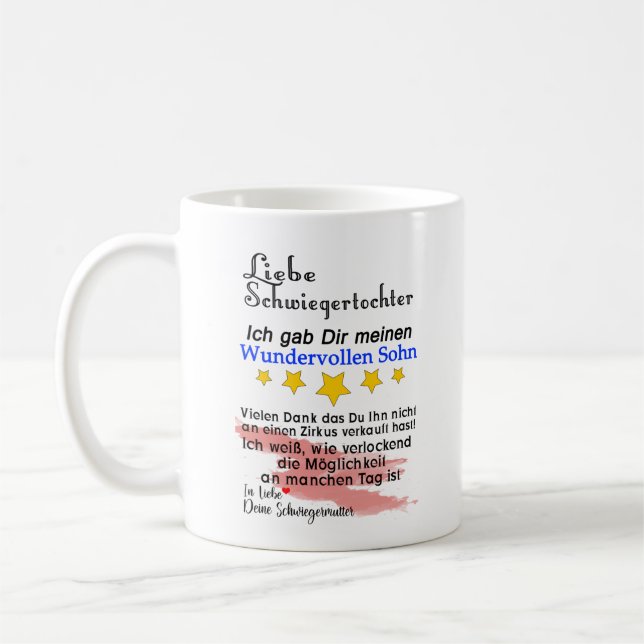 Geschenk an die Schwiegertochter Kaffemugg (Vänster)