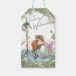 Geschenkanhänger Weihnachtsmotiv mit Pferd Presentetikett