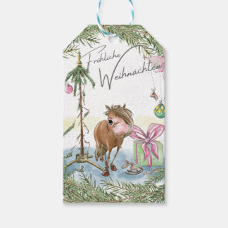 Geschenkanhänger Weihnachtsmotiv mit Pferd Presentetikett