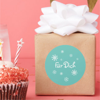 Geschenkaufkleber - Schneesterne - türkis Runt Klistermärke