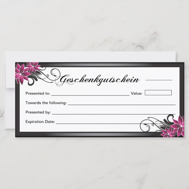 Geschenkgutschein - Salon Gift Certificate (Framsida)