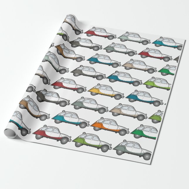 Geschenkpapier 2CV für Fläkt der Förklaringar Ente Presentpapper (Utrullad)
